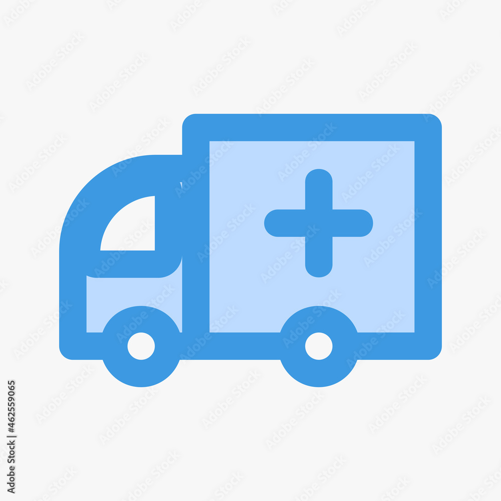 Ambulance icon vector illustration in blue style about medical, use for website mobile app presentation Ambulance icon vector illustration in blue style about medical, use for website mobile app presentation