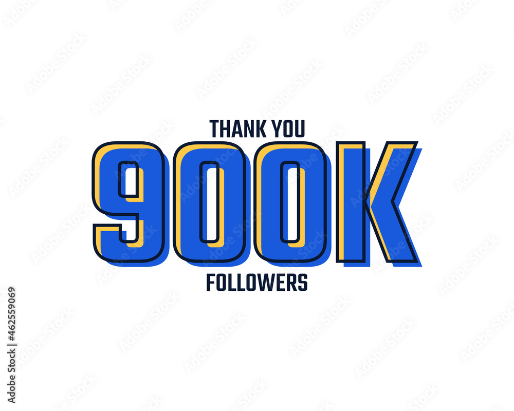 Thank You 900 K Followers Card Celebration Vector. 900000 Followers Congratulation Post Social Media Template.