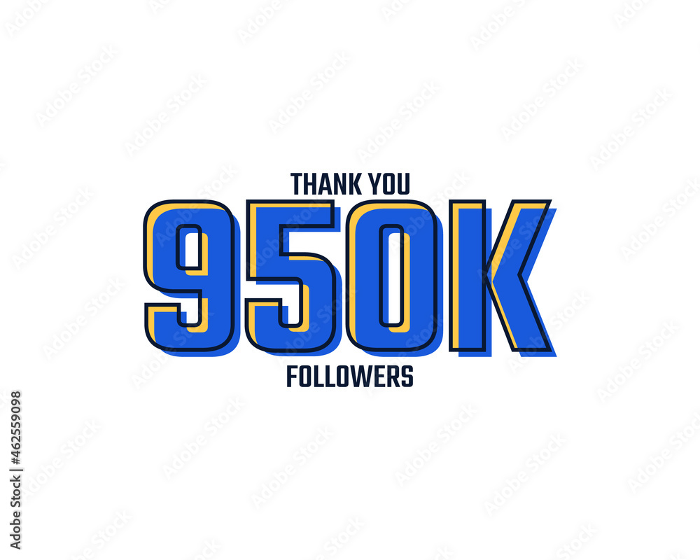Thank You 950 K Followers Card Celebration Vector. 950000 Followers Congratulation Post Social Media Template.