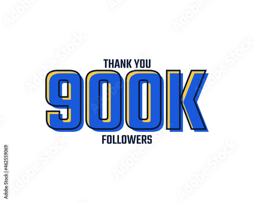 Thank You 900 K Followers Card Celebration Vector. 900000 Followers Congratulation Post Social Media Template.