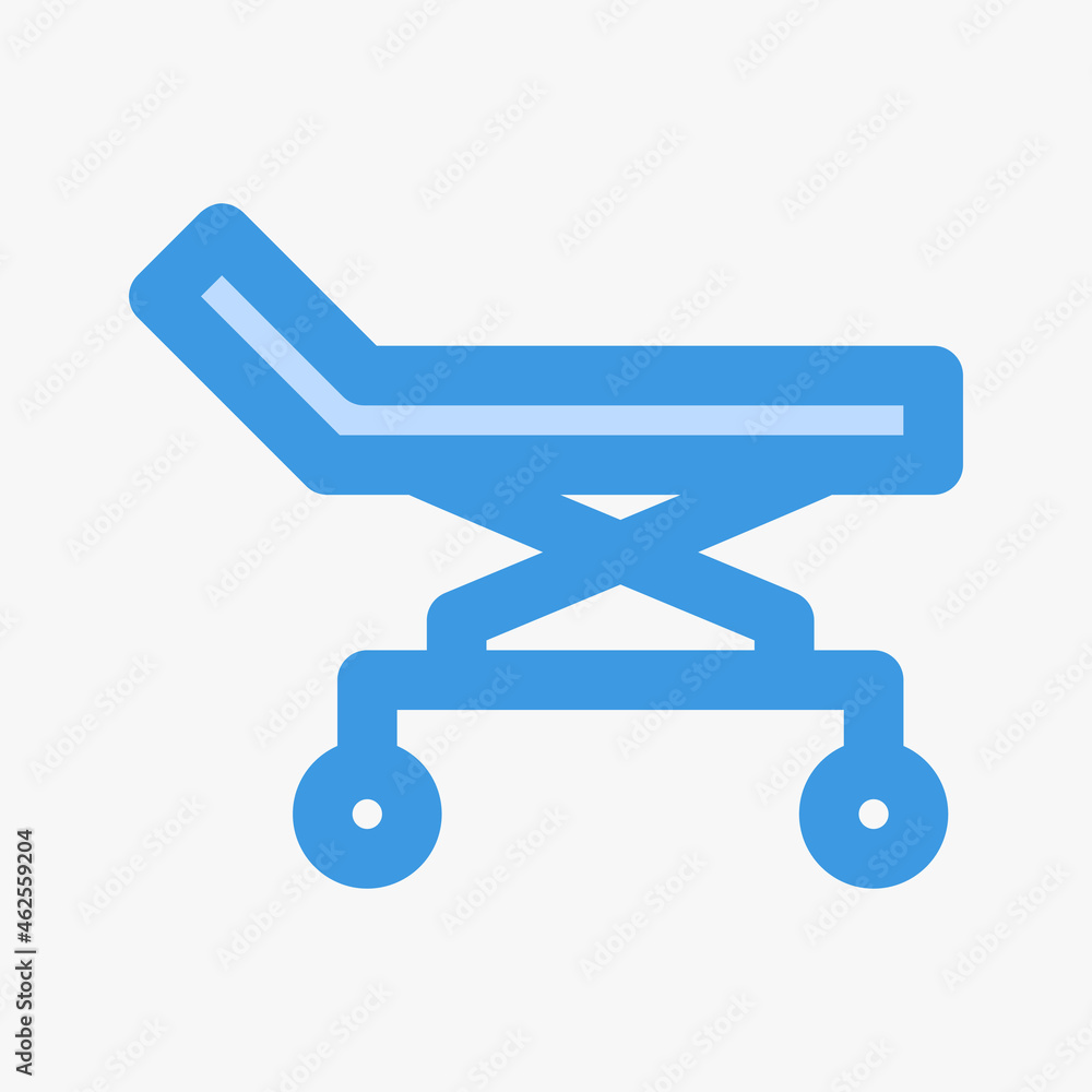 Bed icon vector illustration in blue style about medical, use for website mobile app presentation Bed icon vector illustration in blue style about medical, use for website mobile app presentation