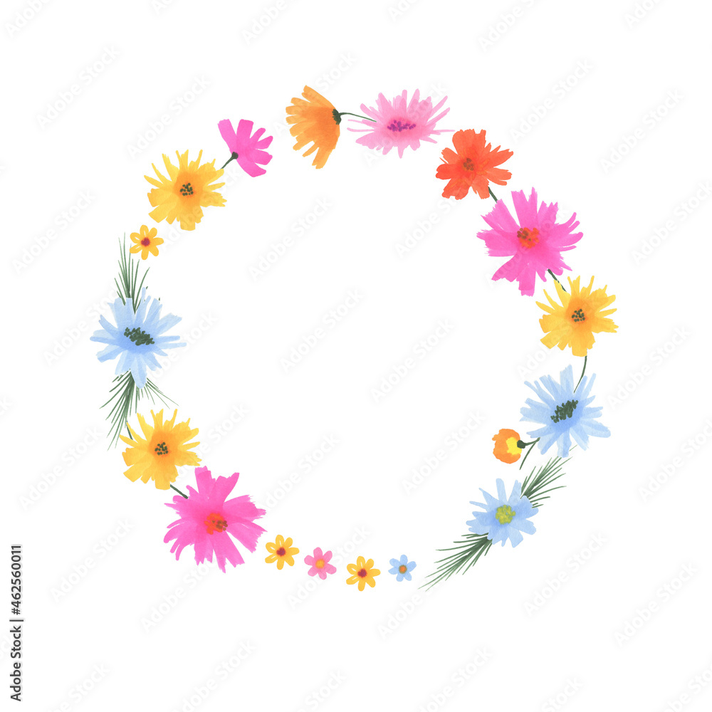 Hand drawn with markers floral frame. Perfect for creating greeting card, invitation Hand drawn with markers floral frame. Perfect for creating greeting card, invitation