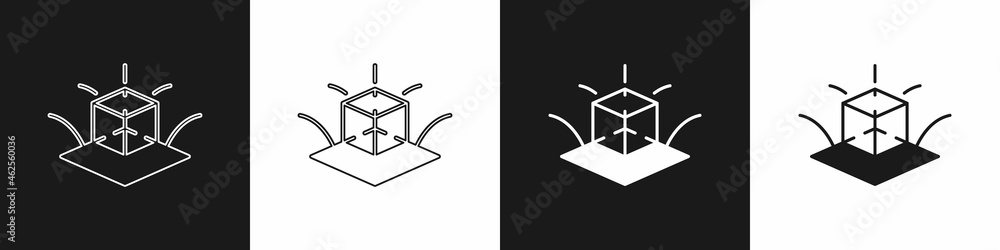 Set 3d modeling icon isolated on black and white background. Augmented reality or virtual reality. Vector Set 3d modeling icon isolated on black and white background. Augmented reality or virtual reality. Vector