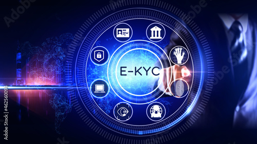 
Electronic KYC  Icon Rotating wheel Concept
Rotating wheel with icon surrounded by city and world map Center and spoke Concept