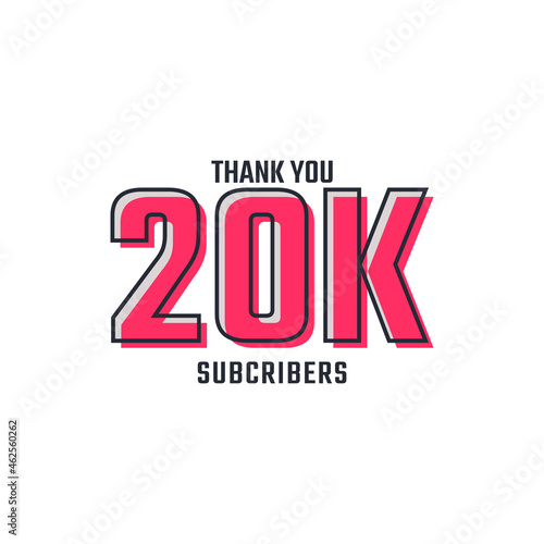 Thank You 20 k Subscribers Celebration Background Design. 20000 Subscribers Congratulation Post Social Media Template.