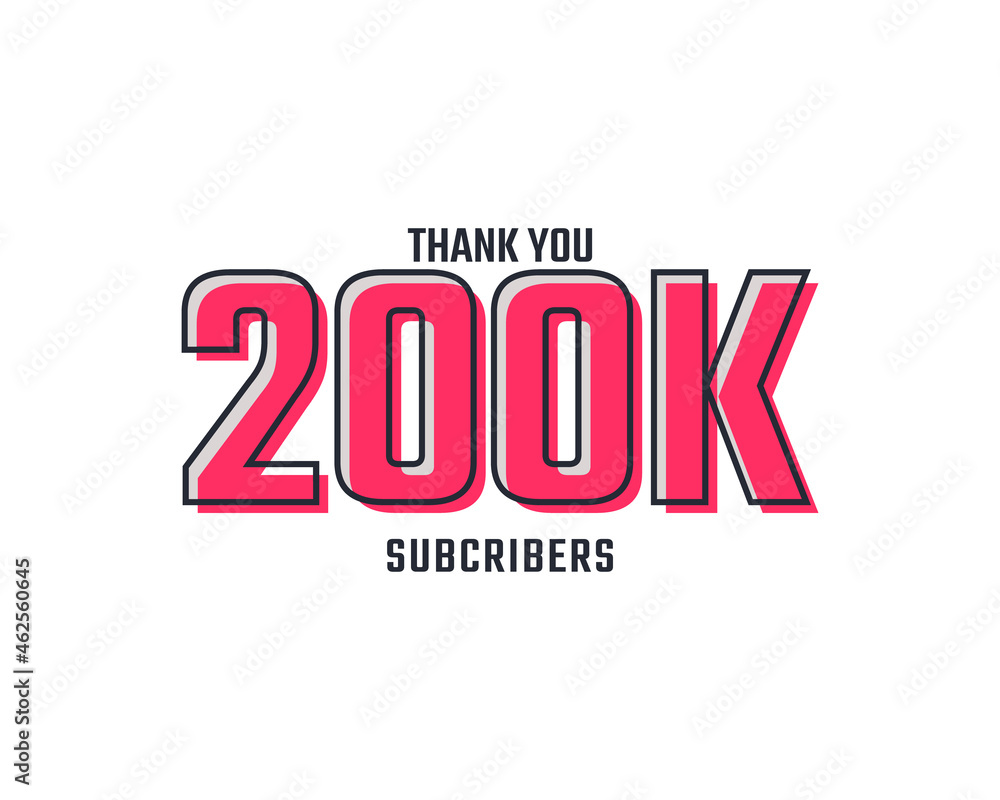 Thank You 200 k Subscribers Celebration Background Design. 200000 Subscribers Congratulation Post Social Media Template.