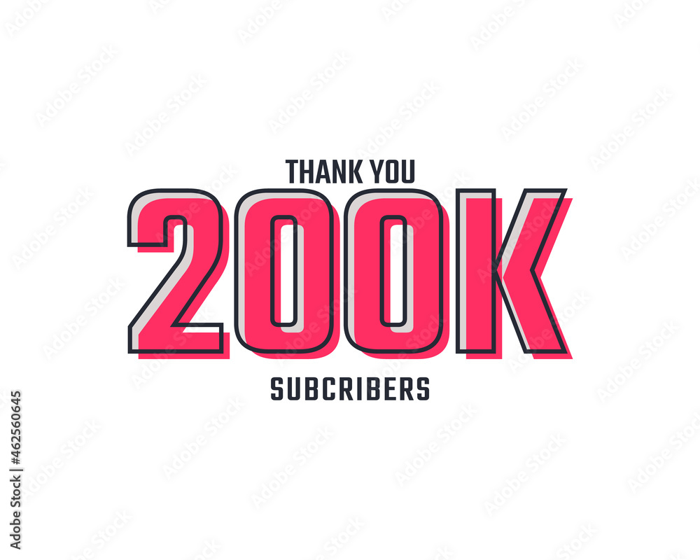 Fototapeta premium Thank You 200 k Subscribers Celebration Background Design. 200000 Subscribers Congratulation Post Social Media Template.