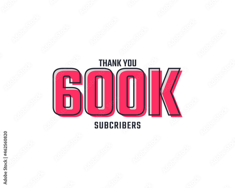 Thank You 600 k Subscribers Celebration Background Design. 600000 Subscribers Congratulation Post Social Media Template.