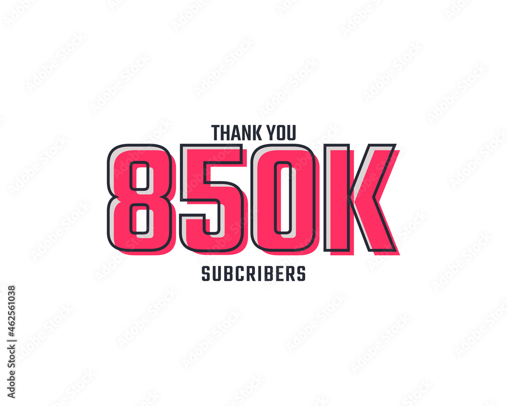 Thank You 850 k Subscribers Celebration Background Design. 850000 Subscribers Congratulation Post Social Media Template.