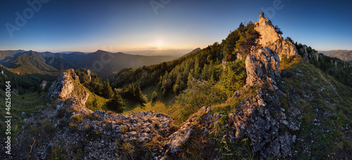 Mountain landscape with forest situated in the Velka Fatra mountain range in the Turiec Region, Slovakia.