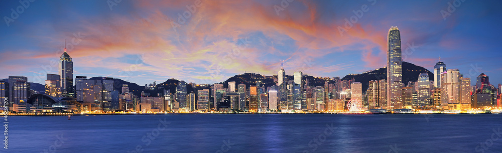 Naklejka premium Hong Kong panorama skyline at night