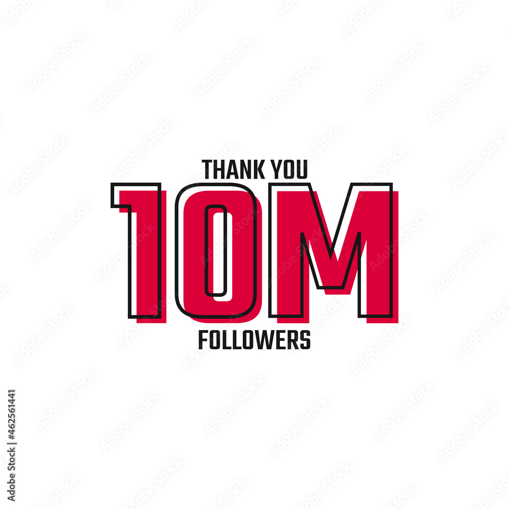 Fototapeta premium Thank You 10 Followers Card Celebration Vector Post Social Media Template.