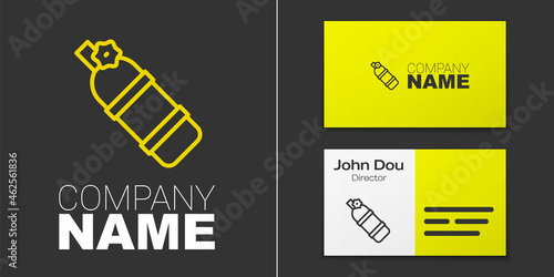 Logotype line Aqualung icon isolated on grey background. Oxygen tank for diver. Diving equipment. Extreme sport. Diving underwater equipment. Logo design template element. Vector