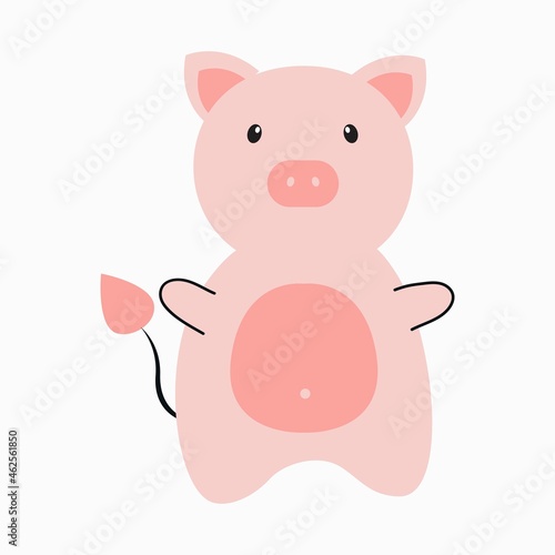 Cute cartoon striped pig. Printing for children's T-shirts, greeting cards, posters. Hand-drawn vector stock illustration.