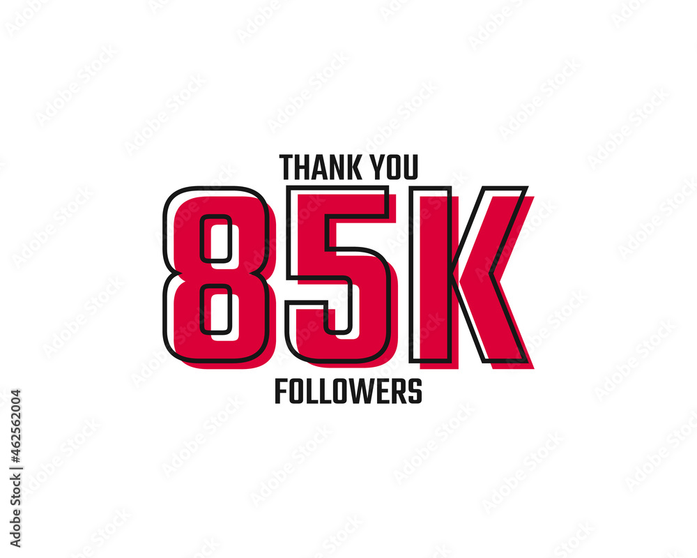 Thank You 85 K Followers Card Celebration Vector Post Social Media Template.
