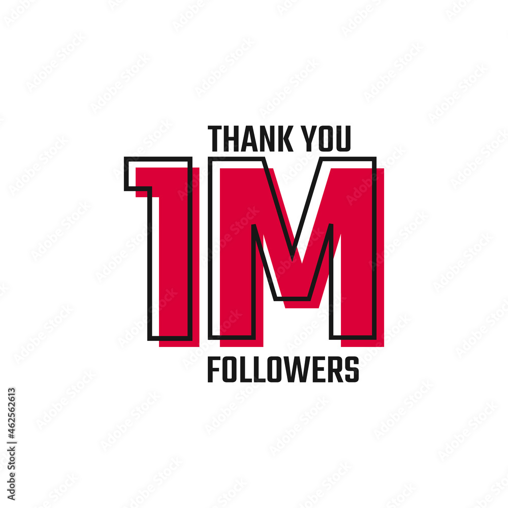 Thank You 1 M Followers Card Celebration Vector Post Social Media Template. Thank You 1 M Followers Card Celebration Vector Post Social Media Template.