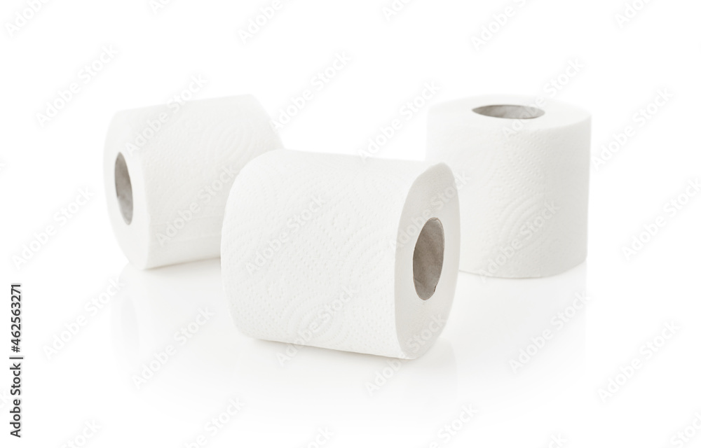 White toilet paper, on white isolated background White toilet paper, on white isolated background