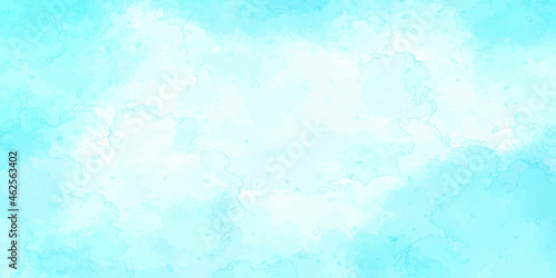 Abstract watercolor paint background by teal color light blue liquid fluid texture for background, banner