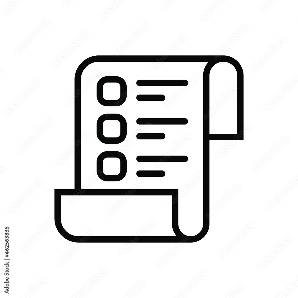 Paper. Vector illustration of shopping receipt icon, menu sign for payment via digital wallet. Isolated on a blank background which can be edited and changed colors. Paper. Vector illustration of shopping receipt icon, menu sign for payment via digital wallet. Isolated on a blank background which can be edited and changed colors.