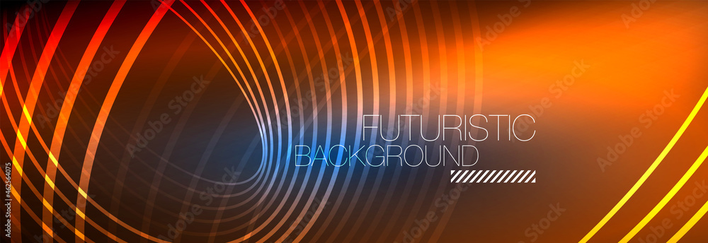 Dark abstract background with glowing neon circles. Trendy layout template for business or technology presentation, internet poster or web brochure cover, wallpaper Dark abstract background with glowing neon circles. Trendy layout template for business or technology presentation, internet poster or web brochure cover, wallpaper