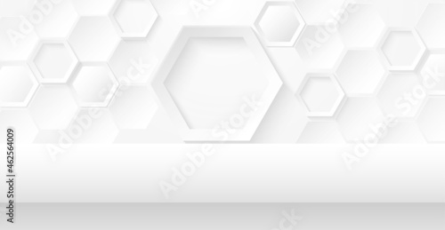 Abstract. Hexagon white background. theme product display podium.  Vector.