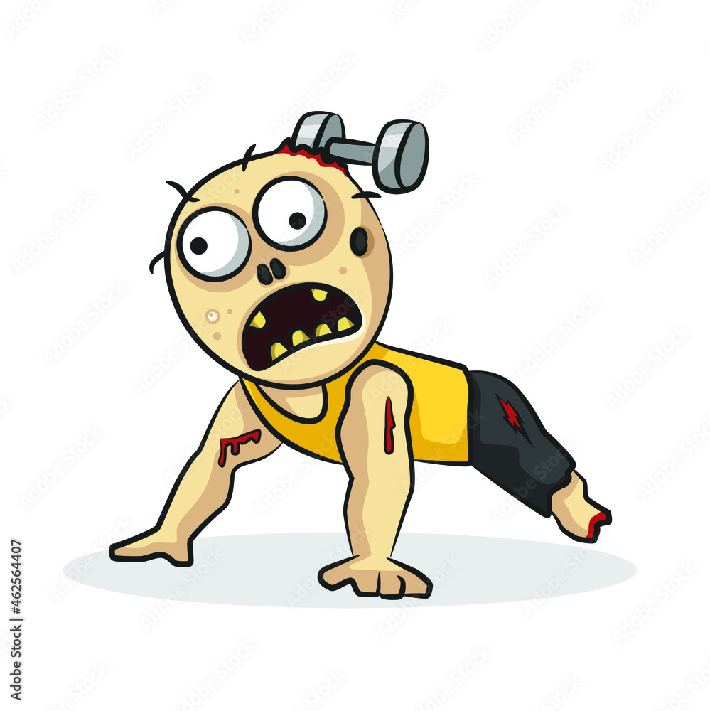 Zombie in drawing style isolated vector. Halloween ghost cartoon on white background.