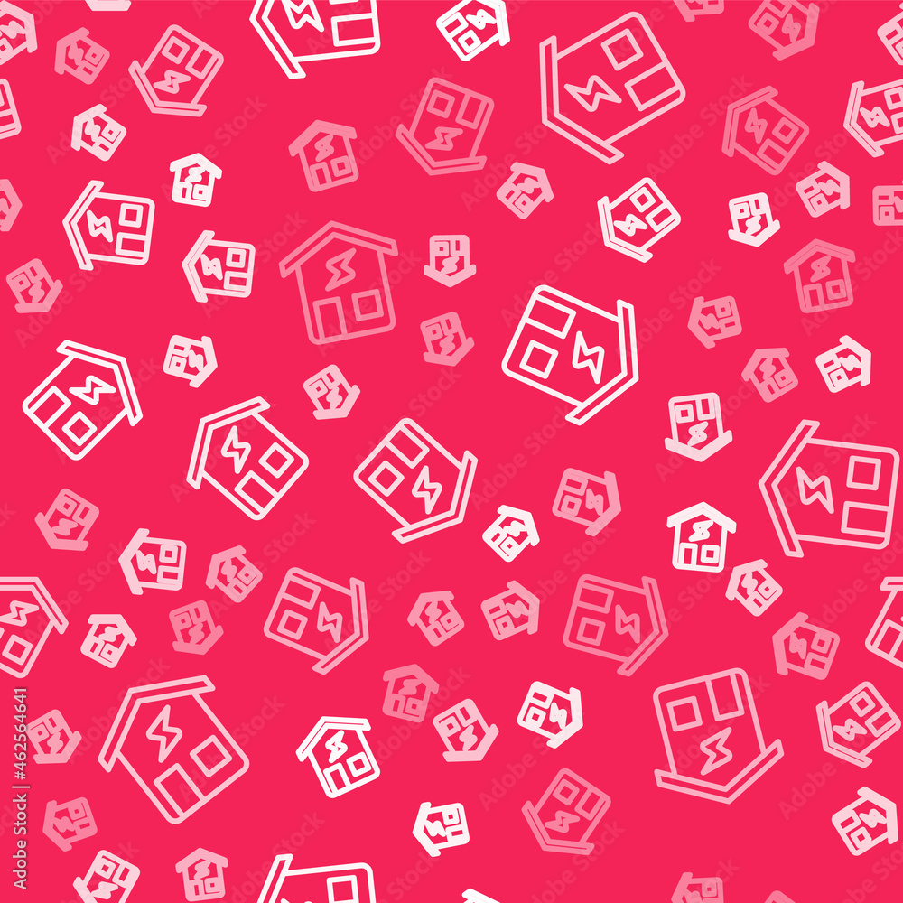 White line Smart home icon isolated seamless pattern on red background. Remote control. Vector White line Smart home icon isolated seamless pattern on red background. Remote control. Vector