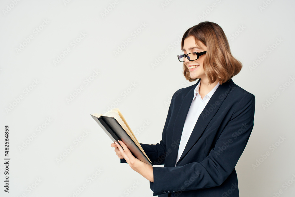woman posing office work light background emotions woman posing office work light background emotions