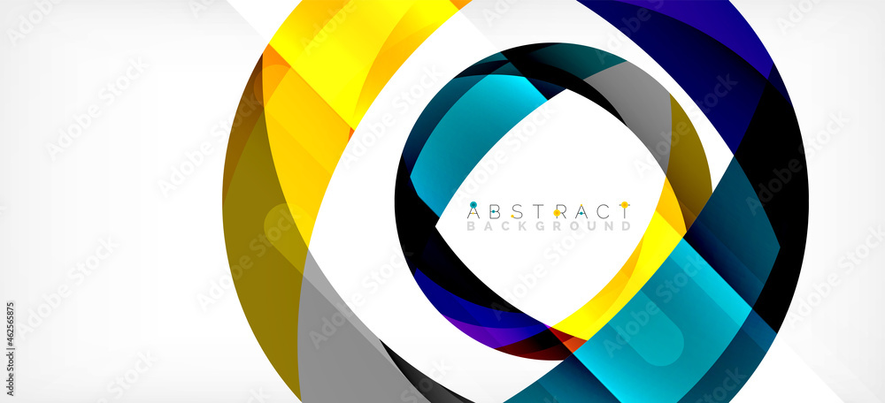 Geometric abstract background. Circle created with overlapping color shapes. Vector Illustration For Wallpaper, Banner, Background, Landing Page Geometric abstract background. Circle created with overlapping color shapes. Vector Illustration For Wallpaper, Banner, Background, Landing Page
