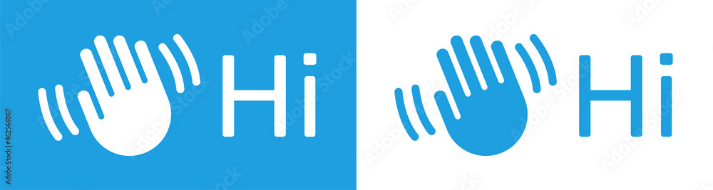 Hi text. Waving hands icon isolated on white background. Greeting symbol Hi text. Waving hands icon isolated on white background. Greeting symbol