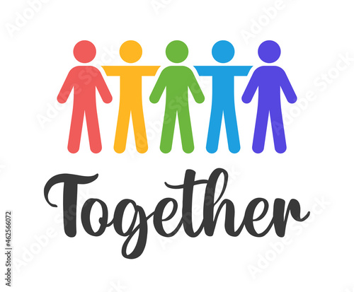 Together banner. Team work icon on white background.