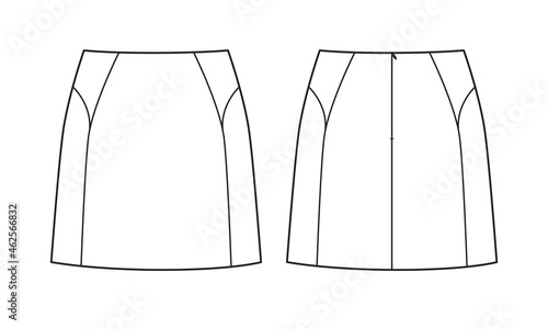fashion technical drawing of mini skirt