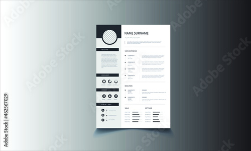 Vector resume template. Simple elegant style.