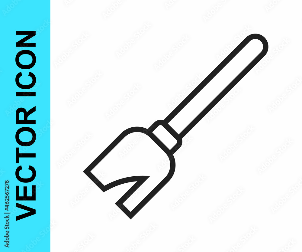 Black line Witches broom icon isolated on white background. Happy Halloween party. Vector Black line Witches broom icon isolated on white background. Happy Halloween party. Vector