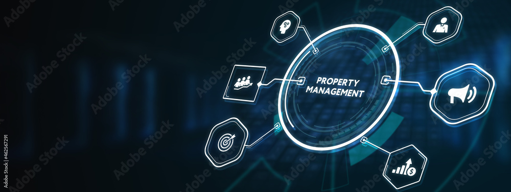 PROPERTY MANAGEMENT inscription, new business concept Business, Technology, Internet and network concept.3d illustration PROPERTY MANAGEMENT inscription, new business concept Business, Technology, Internet and network concept.3d illustration