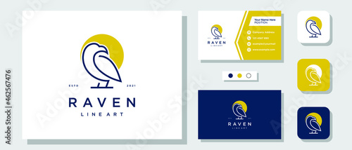 Bird Eagle Raven Luxury Modern Logo Design with Layout Template Business Card