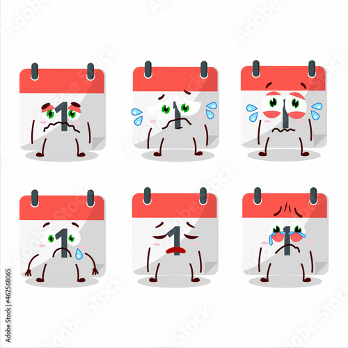 1st Calendar cartoon character with sad expression