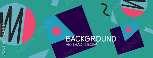 Abstract background. Blocks, lines, triangles, circles composition. Techno or business concept for wallpaper, banner, background, landing page