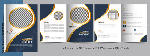 Corporate Bi-fold Brochure Template, Catalog, Booklet Template Design. Fully Editable.