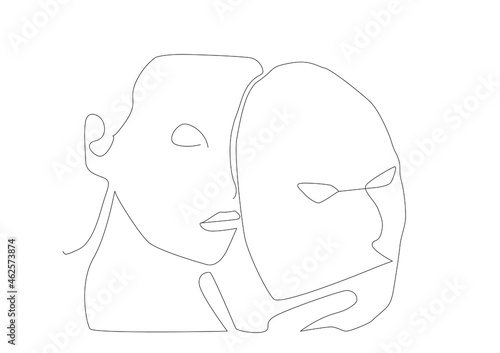 a scammer is holding a fake mask