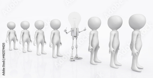 3D Figuren und Glühbirnen Figur in einer Reihe