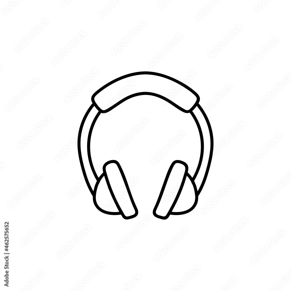 headphones icon in flat black line style, isolated on white headphones icon in flat black line style, isolated on white
