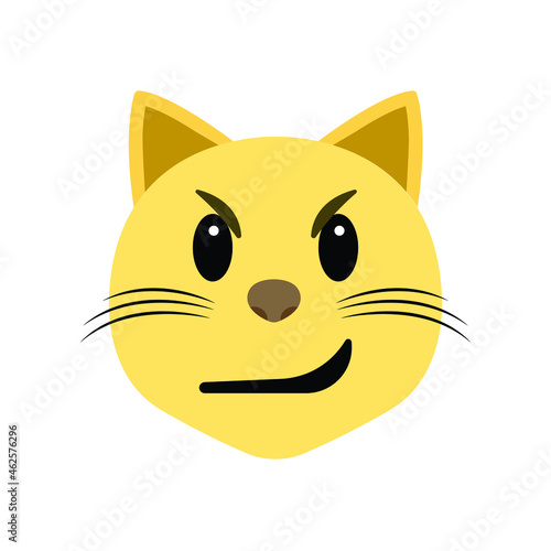 Cat emoji vector illustration Smirking wry smile,  photo