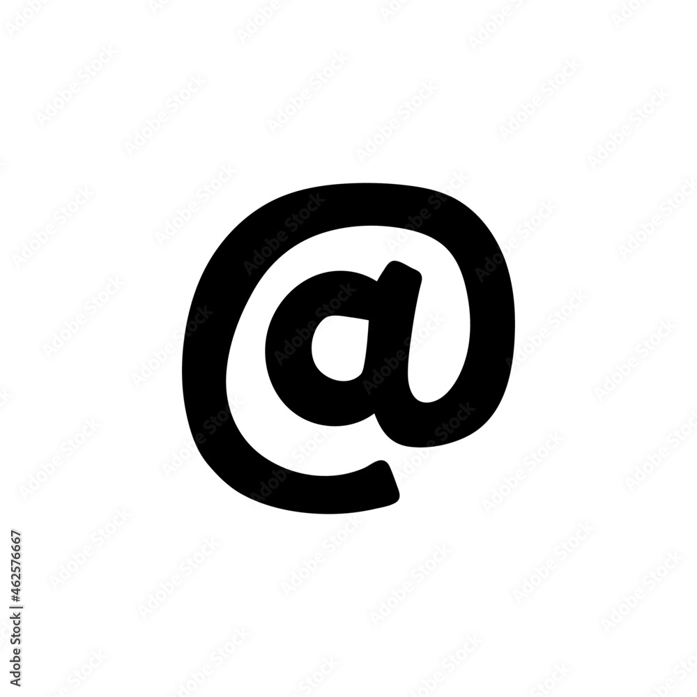 at sign icon. Email adress sign icon in solid black flat shape glyph icon, isolated on white background at sign icon. Email adress sign icon in solid black flat shape glyph icon, isolated on white background