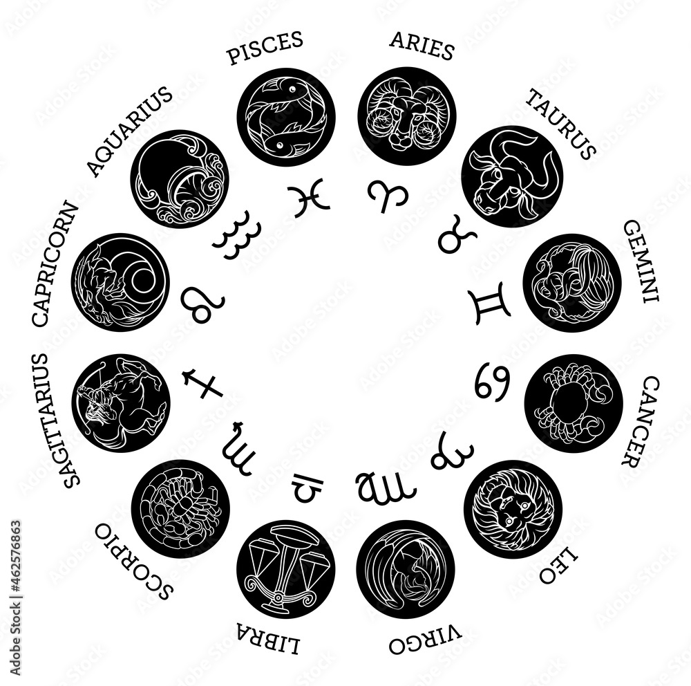 Vetor de Horoscope astrology zodiac star signs symbols set do