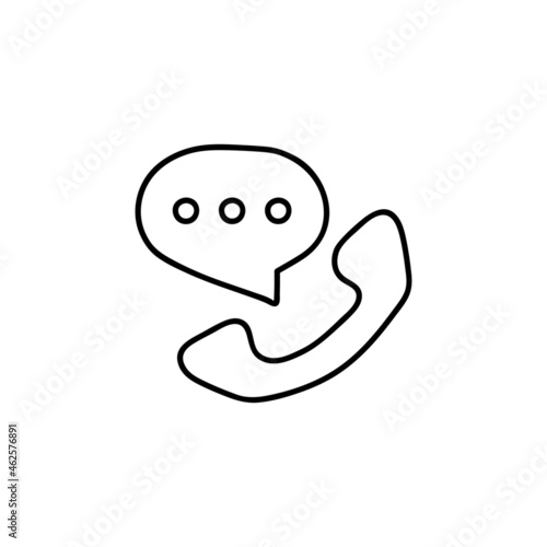 Phone call icon in flat black line style, isolated on white background 