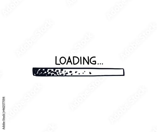 Loading bar sketch. Doodle download bar filled with painted grunge dots. Vector Hand-drawn illustration isolated on white background.