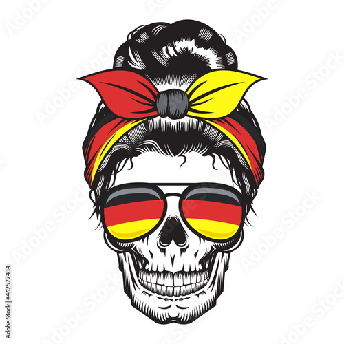 Skull Mom Germany Headband design on white background. Halloween. skull head logos or icons. vector illustration.