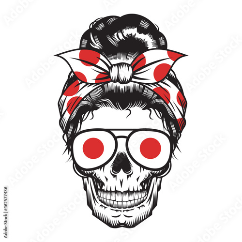 Skull Mom Japan Headband design on white background. Halloween. skull head logos or icons. vector illustration.