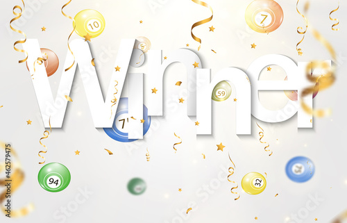 Vector illustration of lottery balls. Game or drawing of number balls.